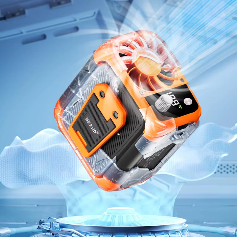 Mini High-Speed Waist Fan, Bladeless USB Hanging Neck Fan, Outdoor Multifunctional Mobile Power Lighting Digital Display Fan